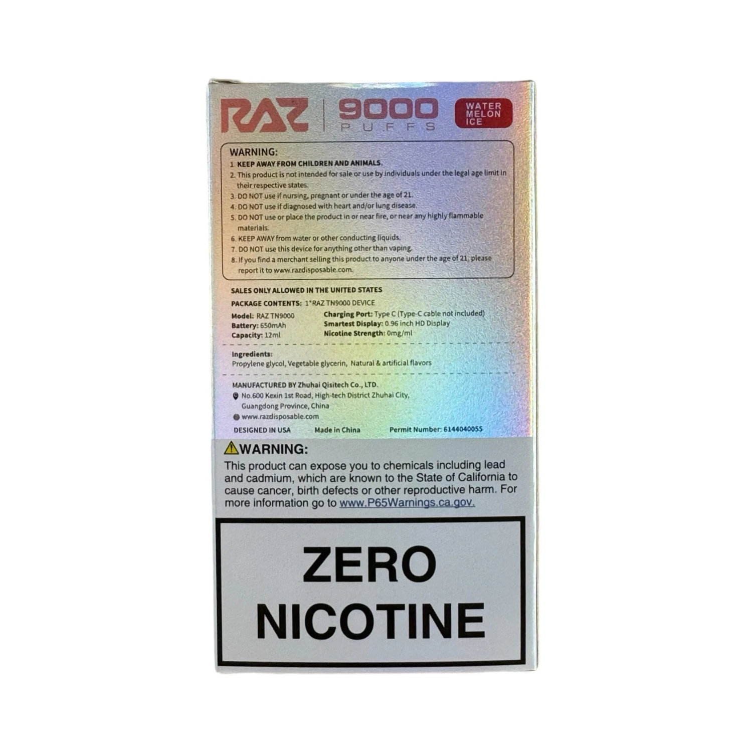 Watermelon Ice - RAZ TN9000 - Zero Nicotine 2 Watermelon Ice - RAZ TN9000 - Zero Nicotine - Image 2