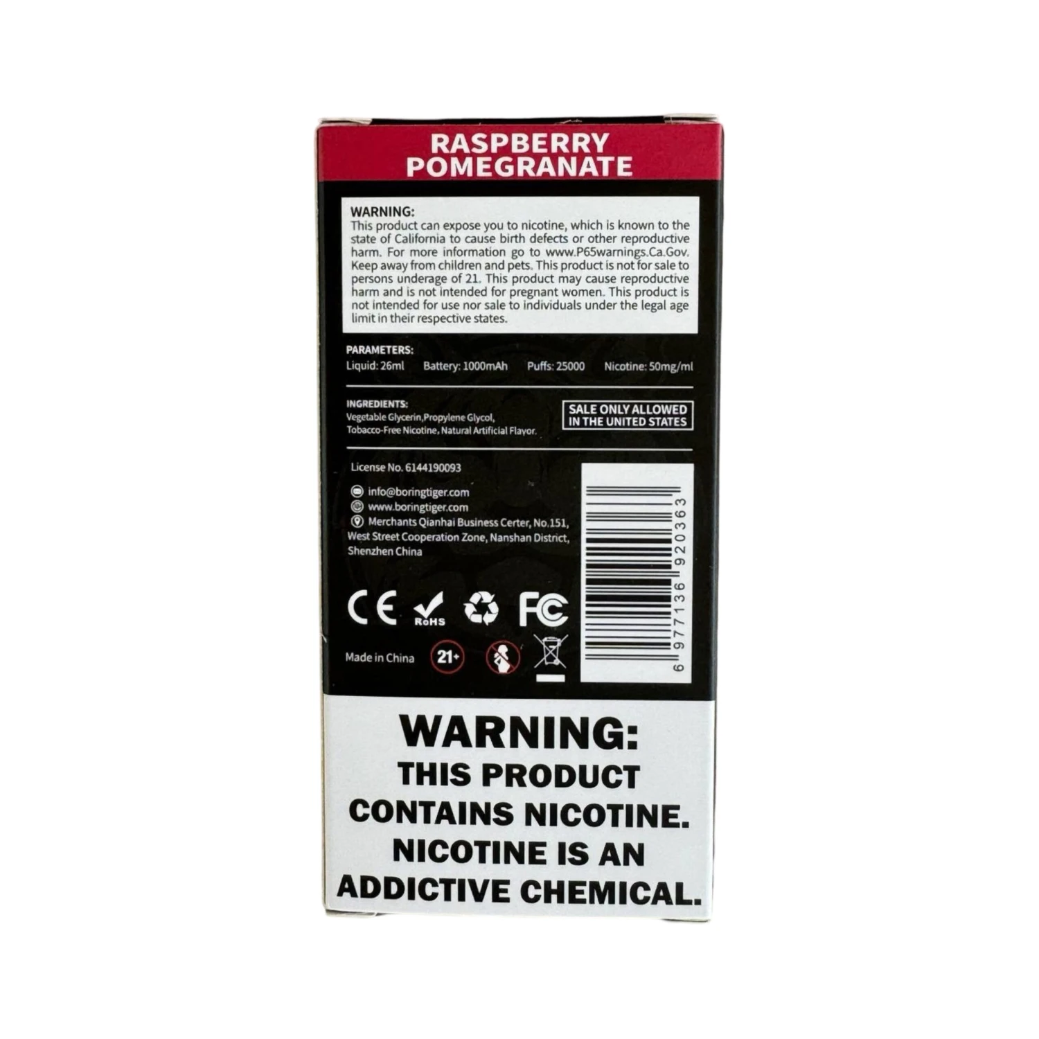 Raspberry Pomegranate - Luffbar Boring Tiger 25000 3 Raspberry Pomegranate - Luffbar Boring Tiger 25000 - Image 3