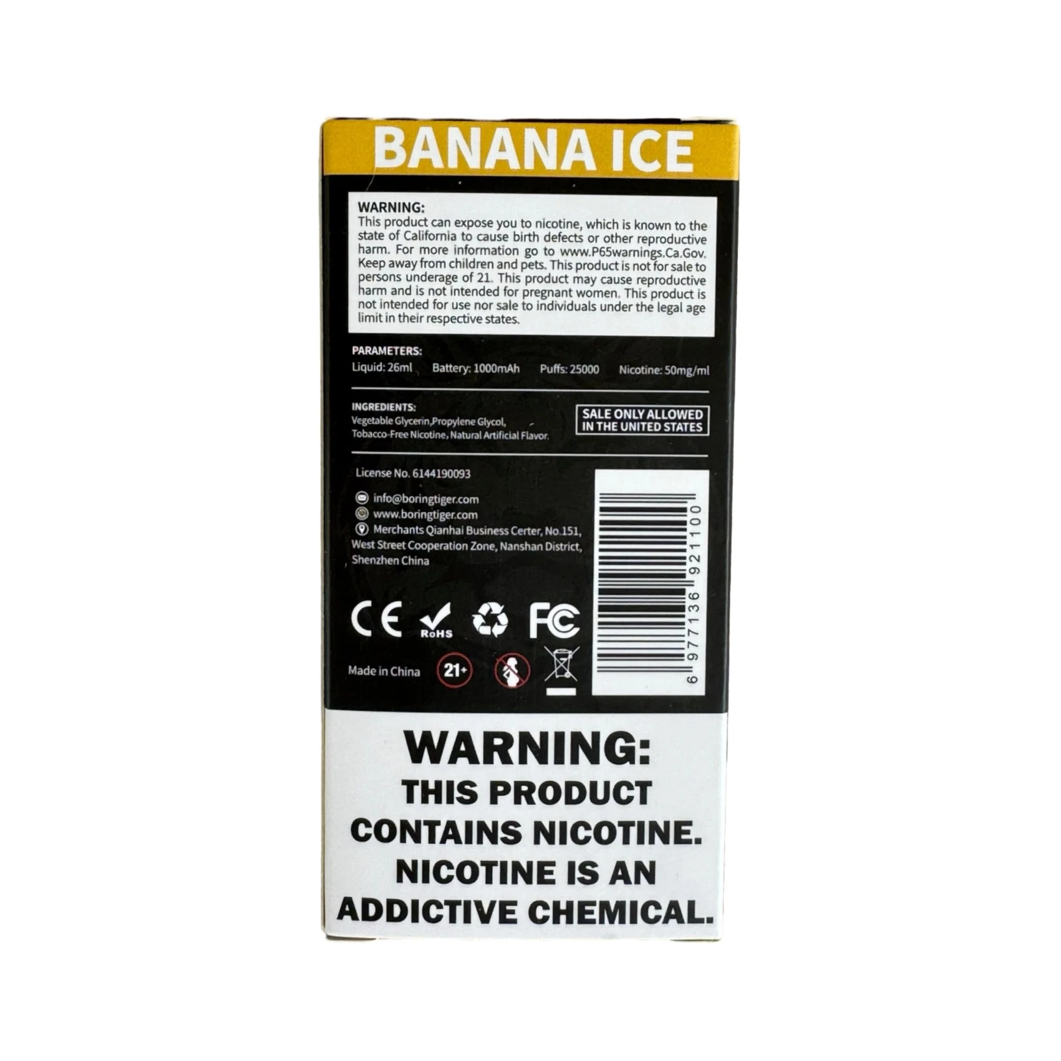 Banana Ice - Luffbar Boring Tiger 25000 3 Banana Ice - Luffbar Boring Tiger 25000 - Image 3