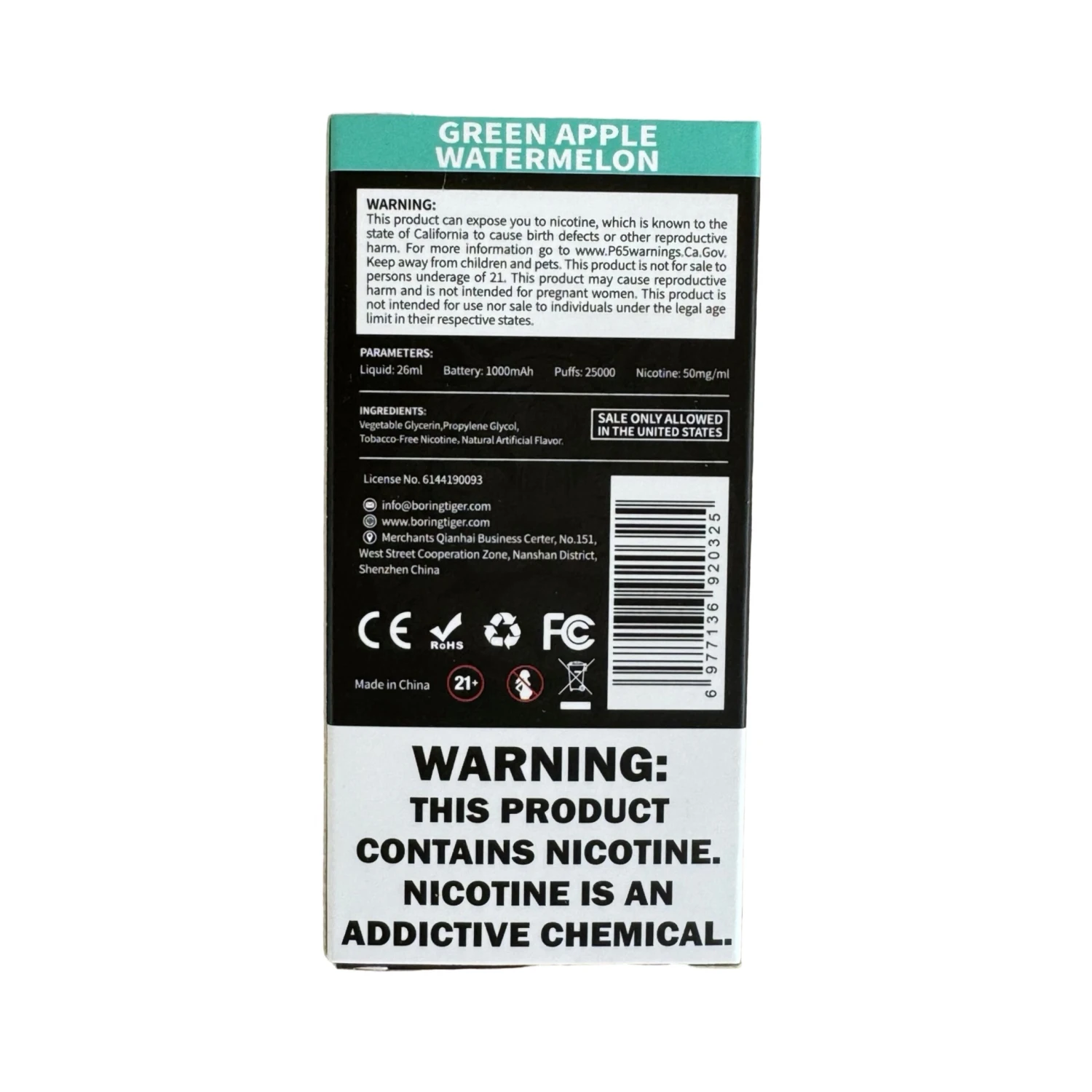 Green Apple Watermelon - Luffbar Boring Tiger 25000 3 Green Apple Watermelon - Luffbar Boring Tiger 25000 - Image 3