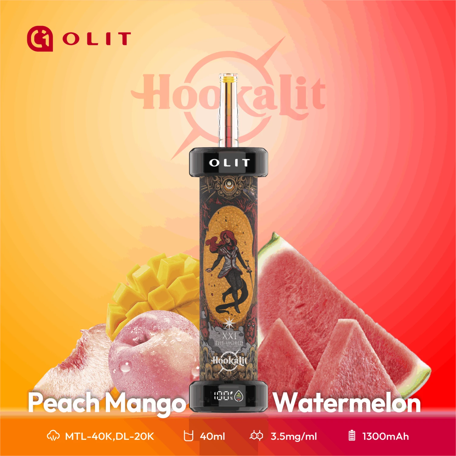 Peach Mango Watermelon - Olit 40K Hookah 1 Peach Mango Watermelon - Olit 40K Hookah