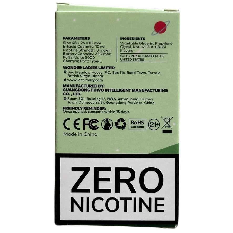Spearmint - Lost Mary OS5000 - Zero Nicotine 3 Spearmint - Lost Mary OS5000 - Zero Nicotine - Image 3