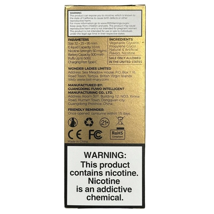 Lost Mary MO5000 - Iced Peach Colada - Black Gold Edition 2 Lost Mary MO5000 - Iced Peach Colada - Black Gold Edition - Image 2