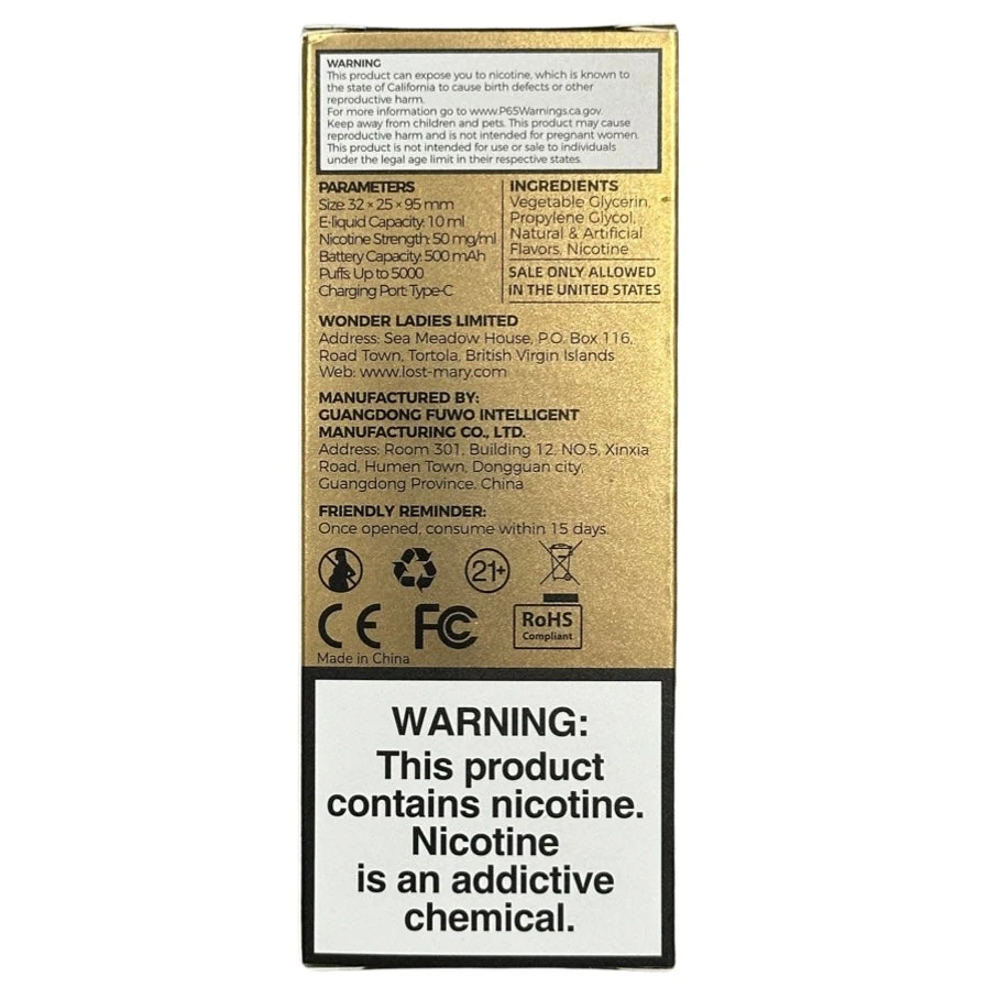 Lost Mary MO5000 - Blackberry Cherry Lemon - Black Gold Edition 2 Lost Mary MO5000 - Blackberry Cherry Lemon - Black Gold Edition - Image 2