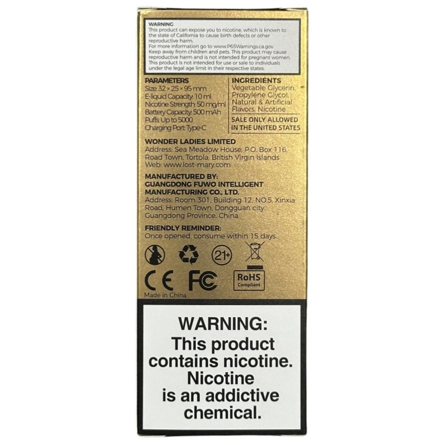 Lost Mary MO5000 - Alphonso Mango Ice - Black Gold Edition 2 Lost Mary MO5000 - Alphonso Mango Ice - Black Gold Edition - Image 2